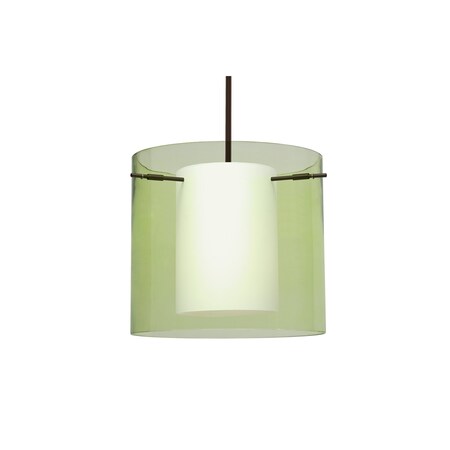 Besa Lighting Pahu 12 Stem Pendant, Trans. Olive/Opal, Bronze Finish, 1x11W LED 1TT-L18407-LED-BR
